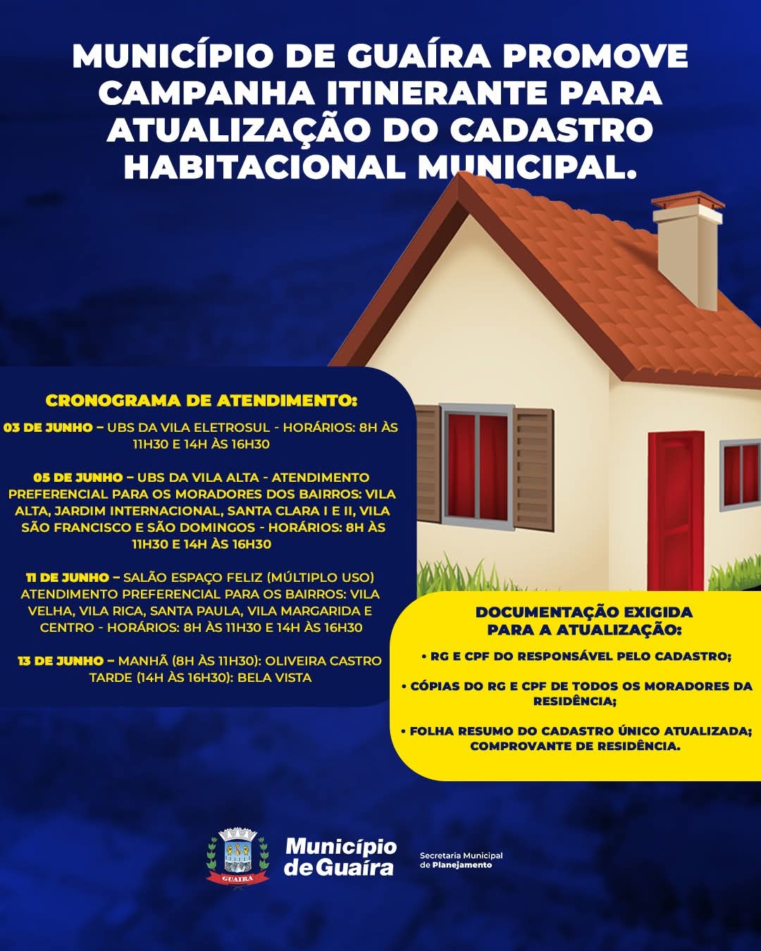 Guaíra realiza campanha itinerante para atualização do Cadastro Habitacional Municipal
