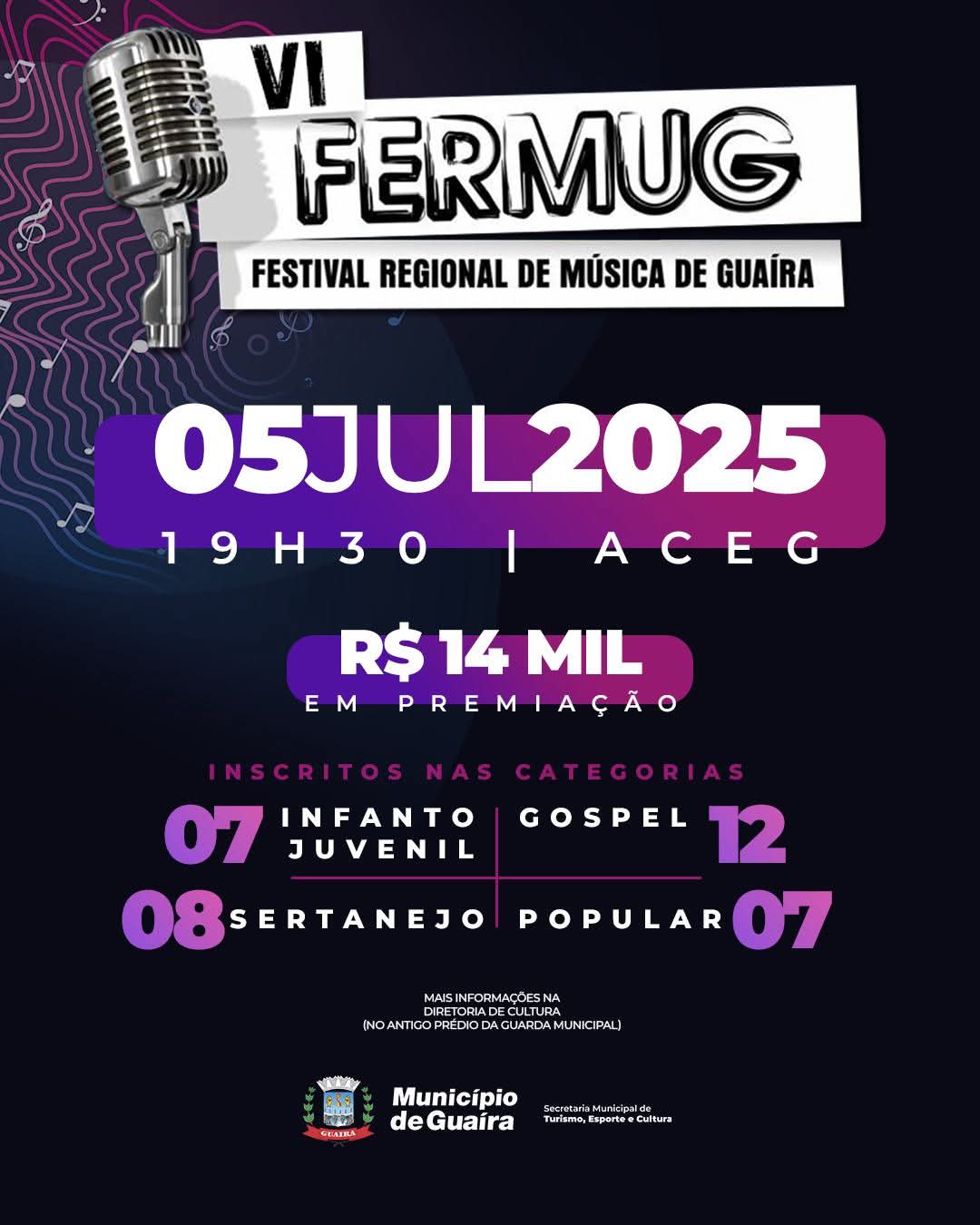 Município de Guaíra divulga número de inscritos e convida a população para prestigiar o VI FERMUG