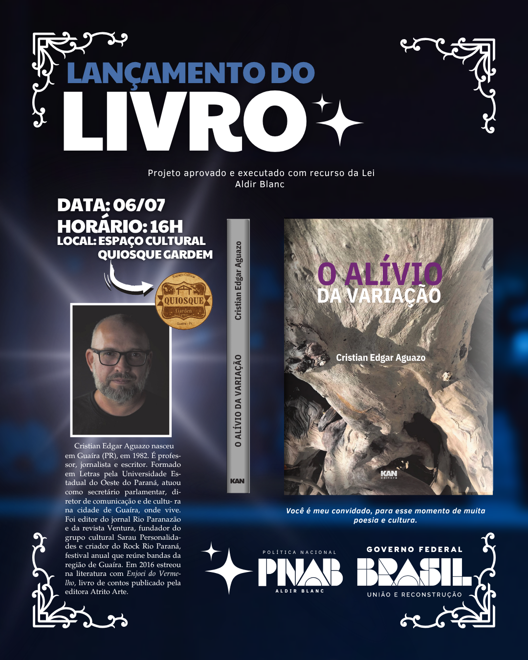 Dose dupla: Cristian Aguazo promove novamente seu livro emnoite de homenagem ao Frei Pacífico