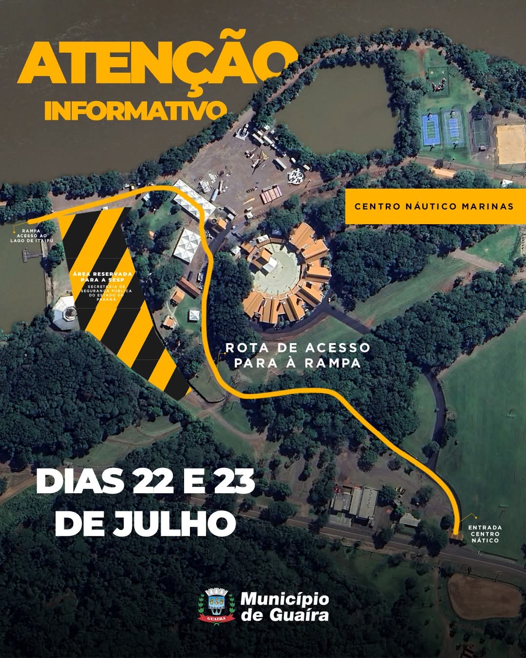 Acesso a Rampa Naútica das Marinas estará com bloqueio parcial nesta terça e quarta-feira