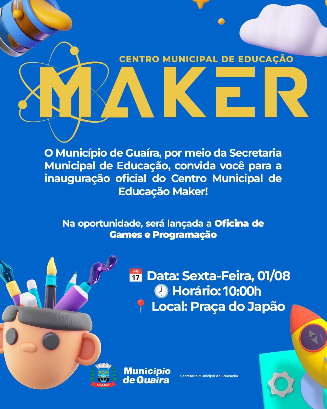 Guaíra abre inscrições para atividades no novo Centro Municipal de Educação Maker