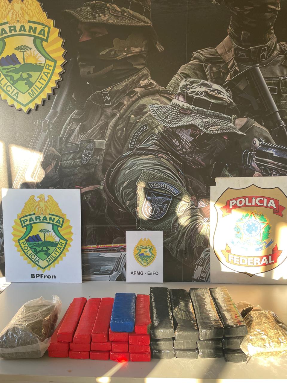 PF e BPFRON apreendem maconha e skunk em Guaíra