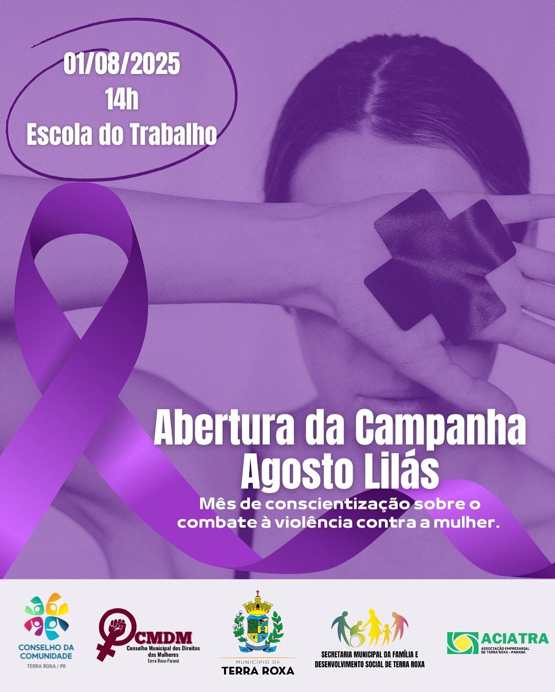 Programação do Agosto Lilás tem início nesta sexta-feira (01) em Terra Roxa