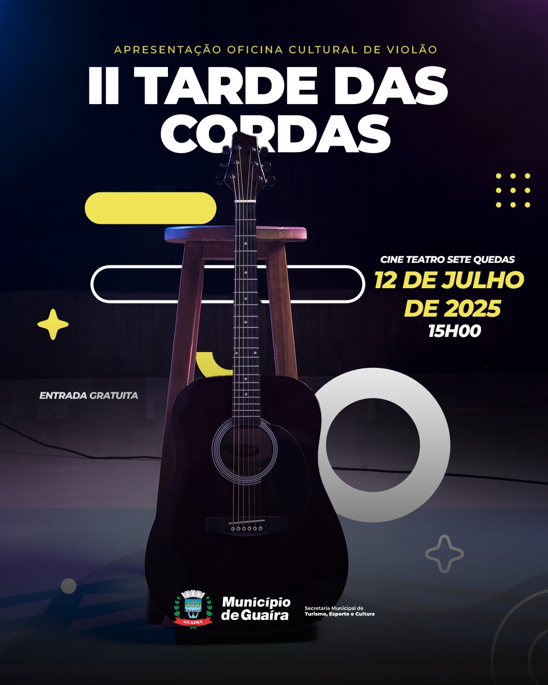 Guaíra promove a II Tarde das Cordas com alunos da Oficina de Violão