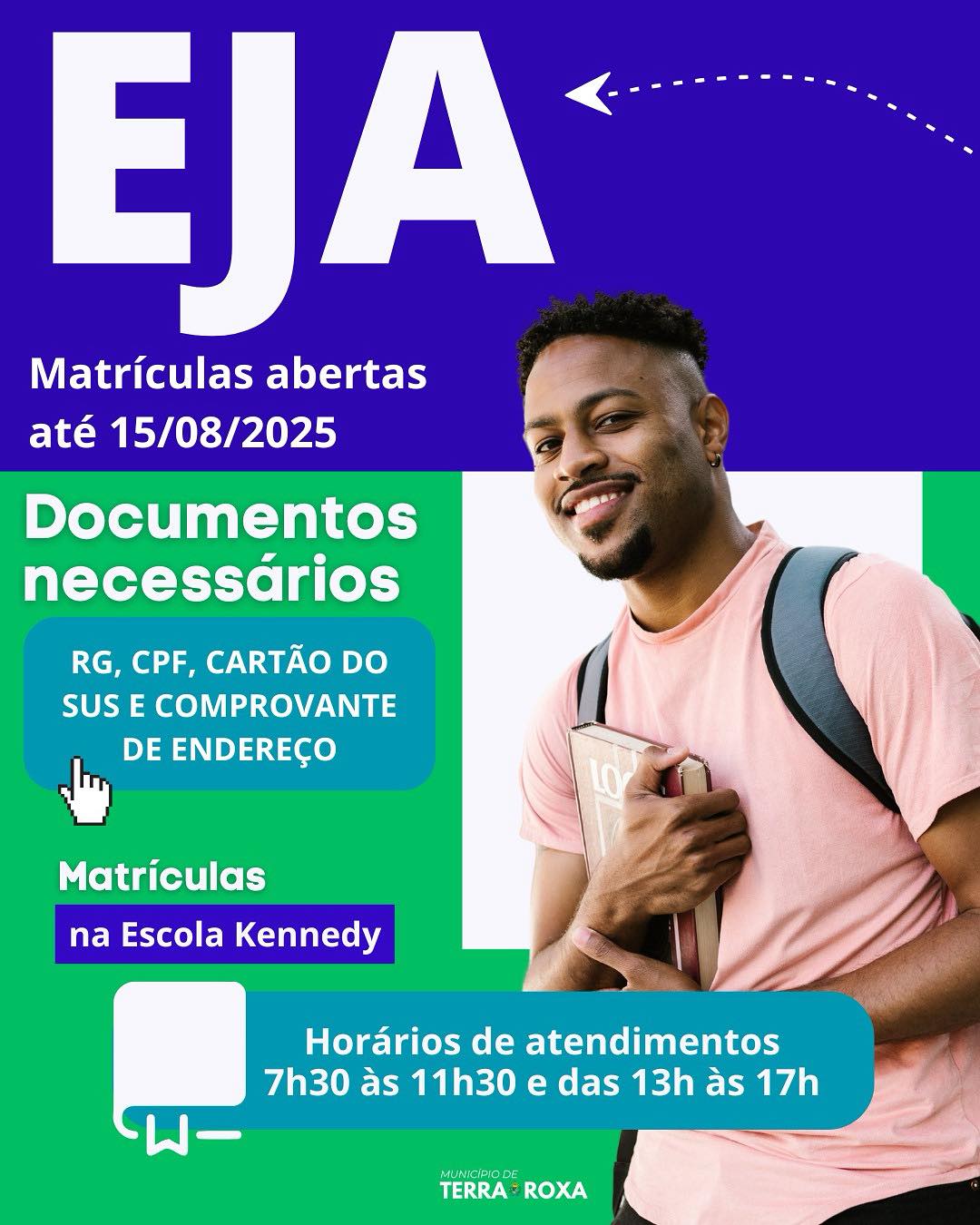Matrículas para o EJA de Terra Roxa estão abertas