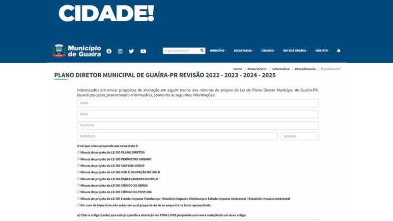 Guaíra reabre canal de sugestões