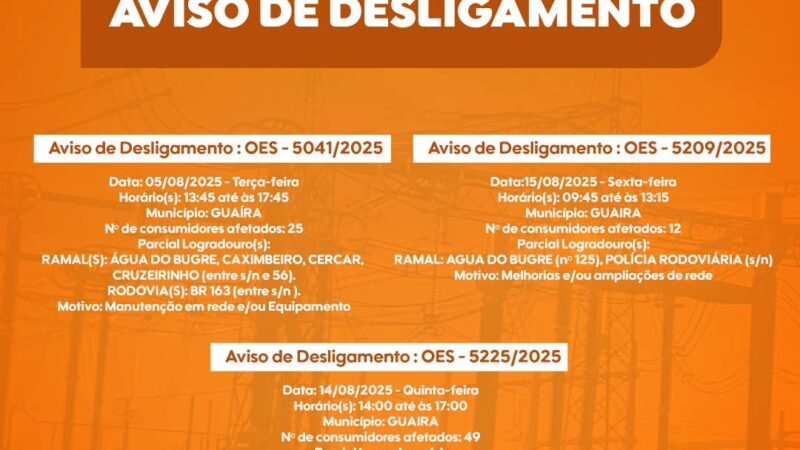 Copel realiza desligamentos programados para melhorias na rede elétrica em Guaíra