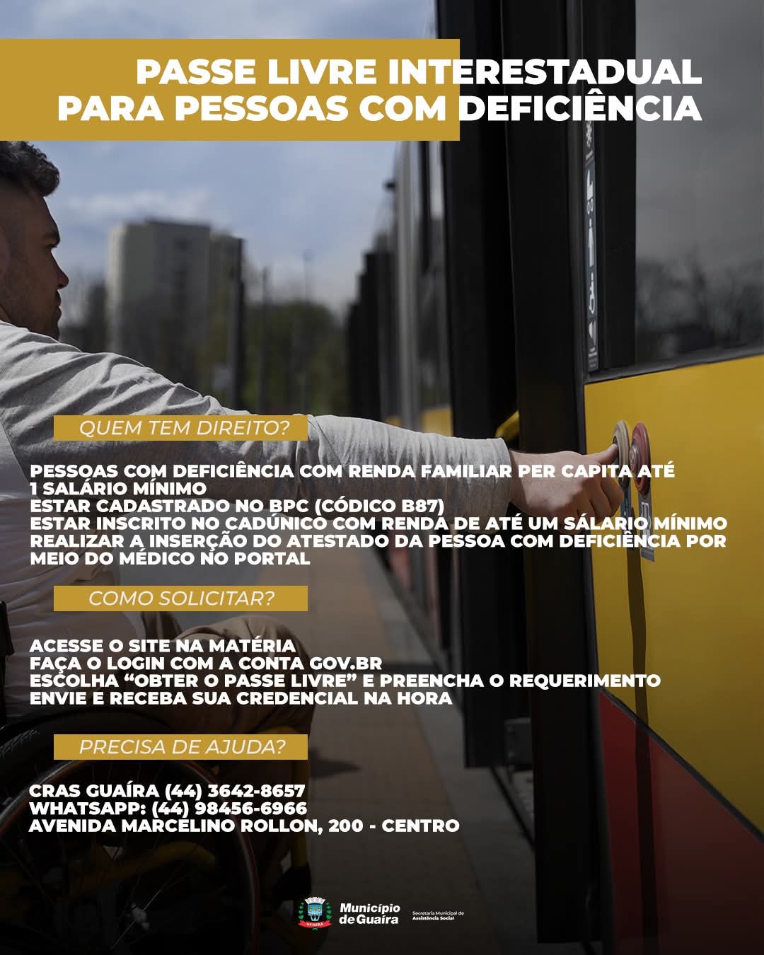 Passe Livre Interestadual para Pessoas com Deficiência: saiba quem tem direito e como solicitar