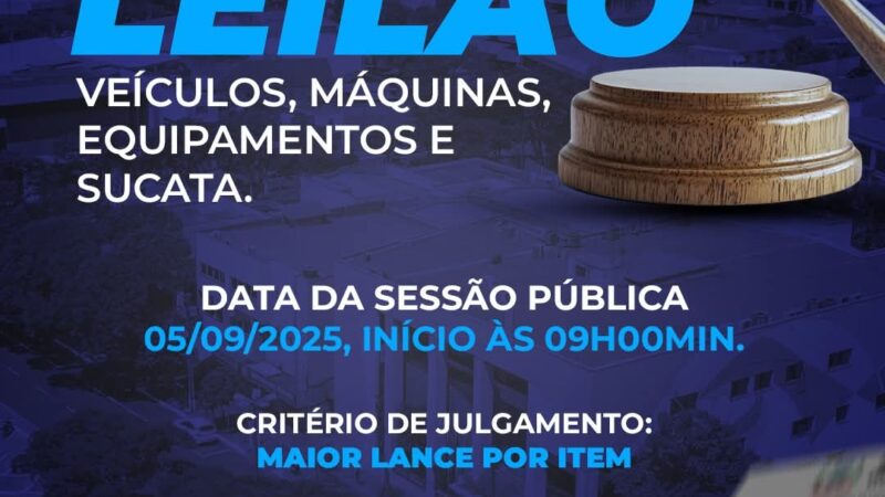 Município de Guaíra divulga leilão público eletrônico de veículos, máquinas, equipamentos e sucatas