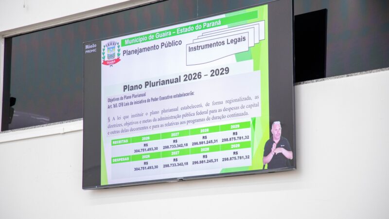 Plano Plurianual 2026-2029 em audiência pública é apresentado pelo município