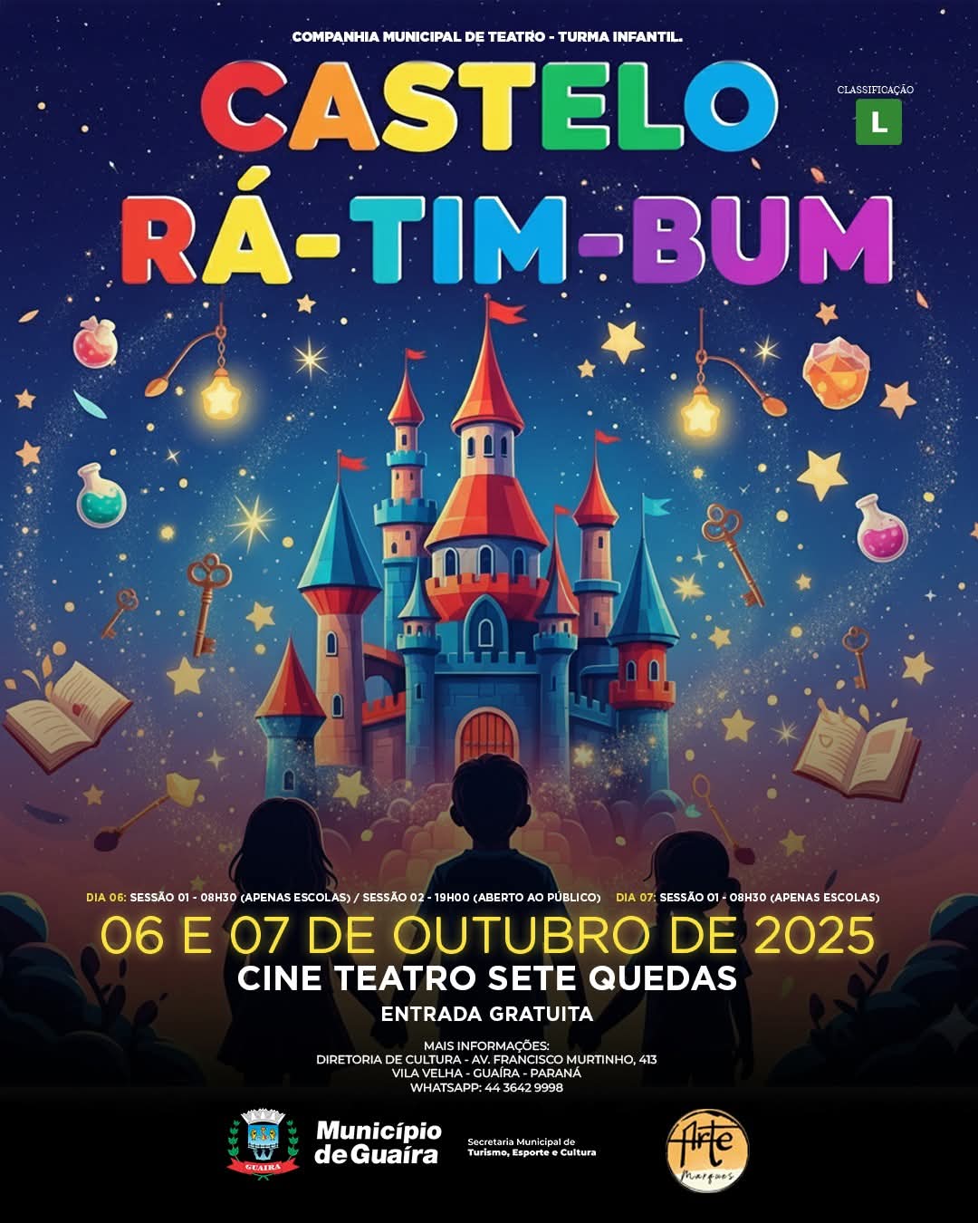 Município de Guaíra promove espetáculo teatral inspirado em Castelo Rá-Tim-Bum