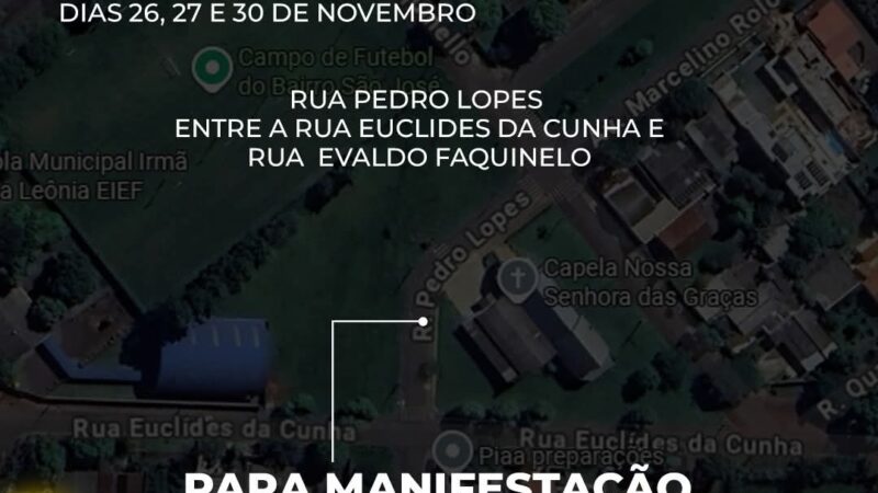 Município de Guaíra informa interdição de via para manifestação religiosa
