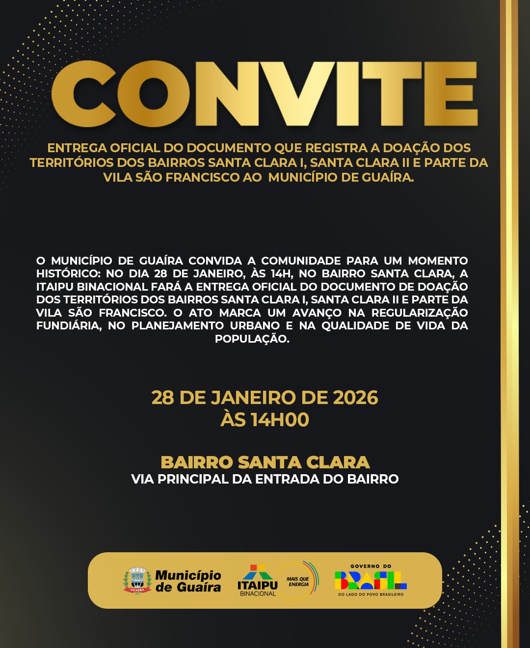 Guaíra Recebe Doação de Áreas da Itaipu Binacional para Regularização Fundiária