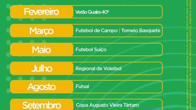 Município de Guaíra divulga calendário parcial do esporte e garante mais tempo para formação de equipes em 2026