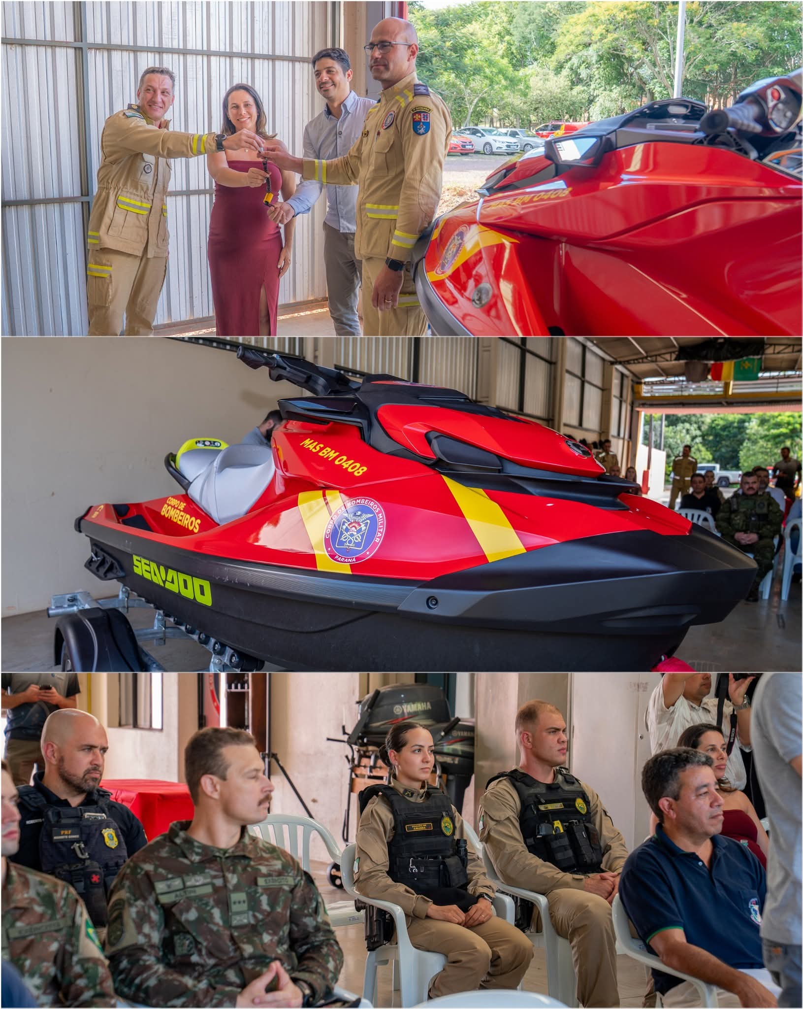 Corpo de Bombeiros Militar em Guaíra recebe moto aquática do Governo do Estado do Paraná