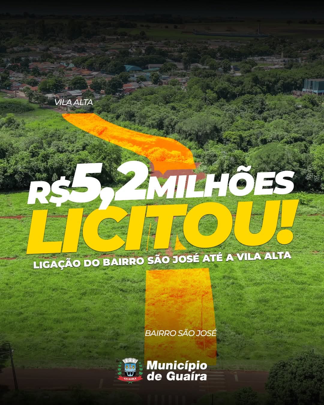 Município de Guaíra avança em obra histórica de novo acesso urbano entre Vila Alta, Jardim Internacional e Bairro São José