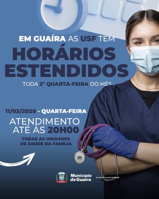 ATENÇÃO, POPULAÇÃO: HOJE é dia de horário estendido nas Unidades de Saúde