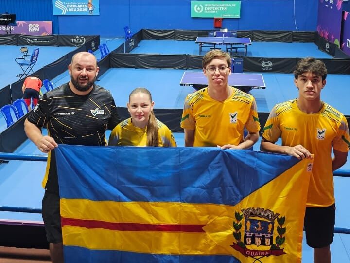 Jovens atletas de Guaíra representam o Brasil no circuito mundial de tênis de mesa em Assunção