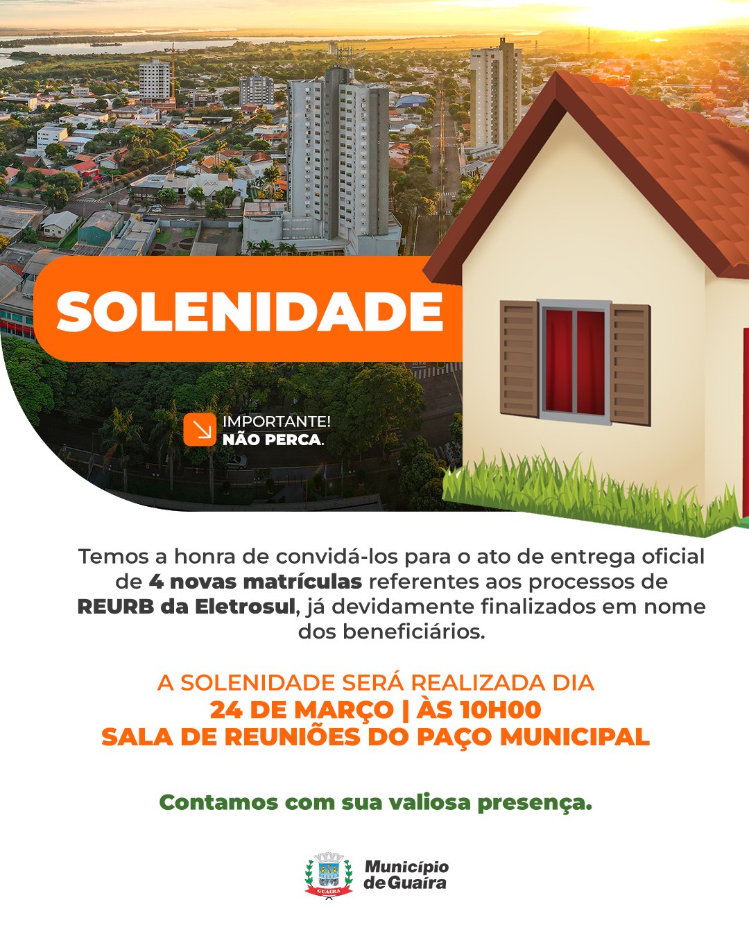 Município de Guaíra realiza entrega oficial de matrículas do REURB da Eletrosul